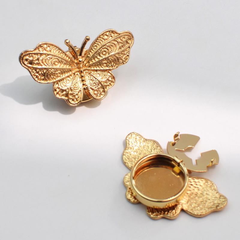 Butterfly Metal Shirt Cufflinks, Rhinestone Embellishments For Cuffs And Collar, And Rhinestone Button Covers