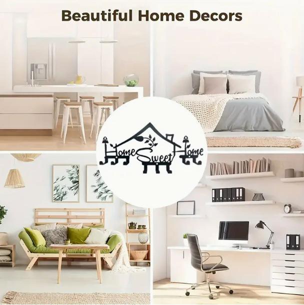 "Home Sweet Home" Modern Metal Wall-Mounted Coat Rack for Entrance Hall, Large Capacity for Coats, Hats, and Bags