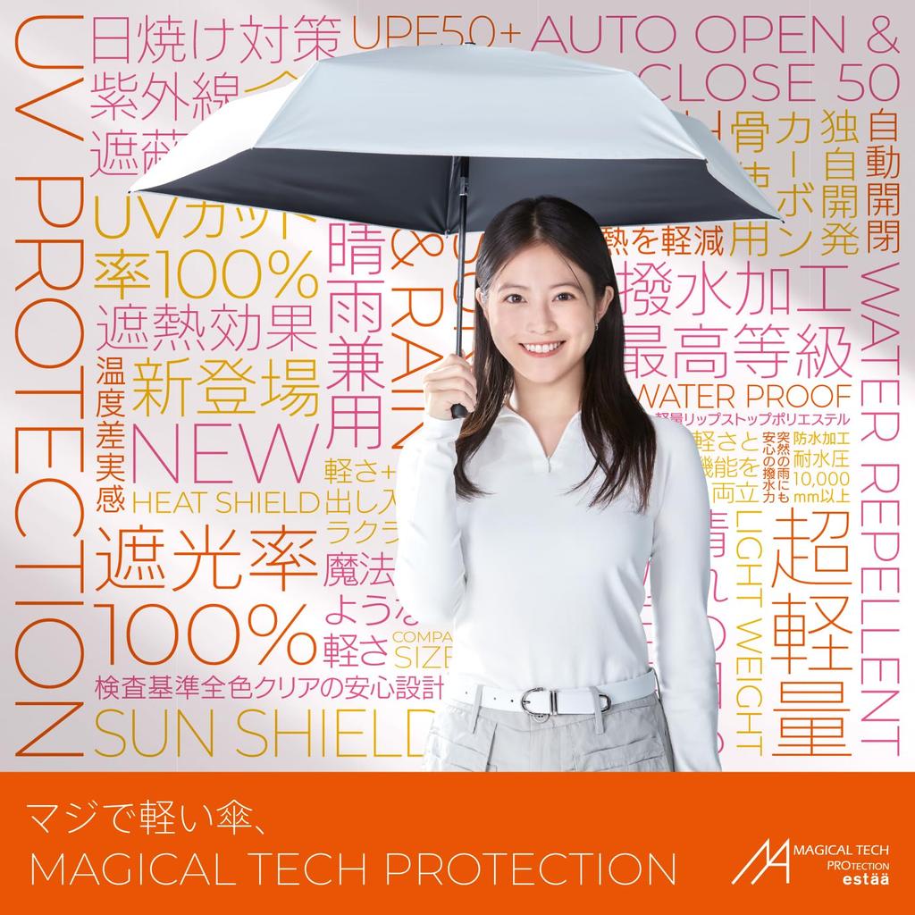 Magical Tech Protection Folding Light Heat UV Suitable for Sun and Slim Easy Opening and Solid 55cm Pale Featuring Mio Ambassador Parasol,