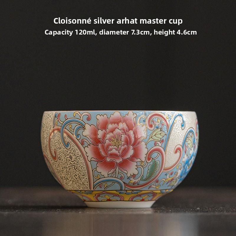 Reinsilber Filigran Emaille Tausendblumen Meistertasse Palaststil Teeverkostungstasse Einzelnes Kung Fu Teegeschirr Duftschmecktasse