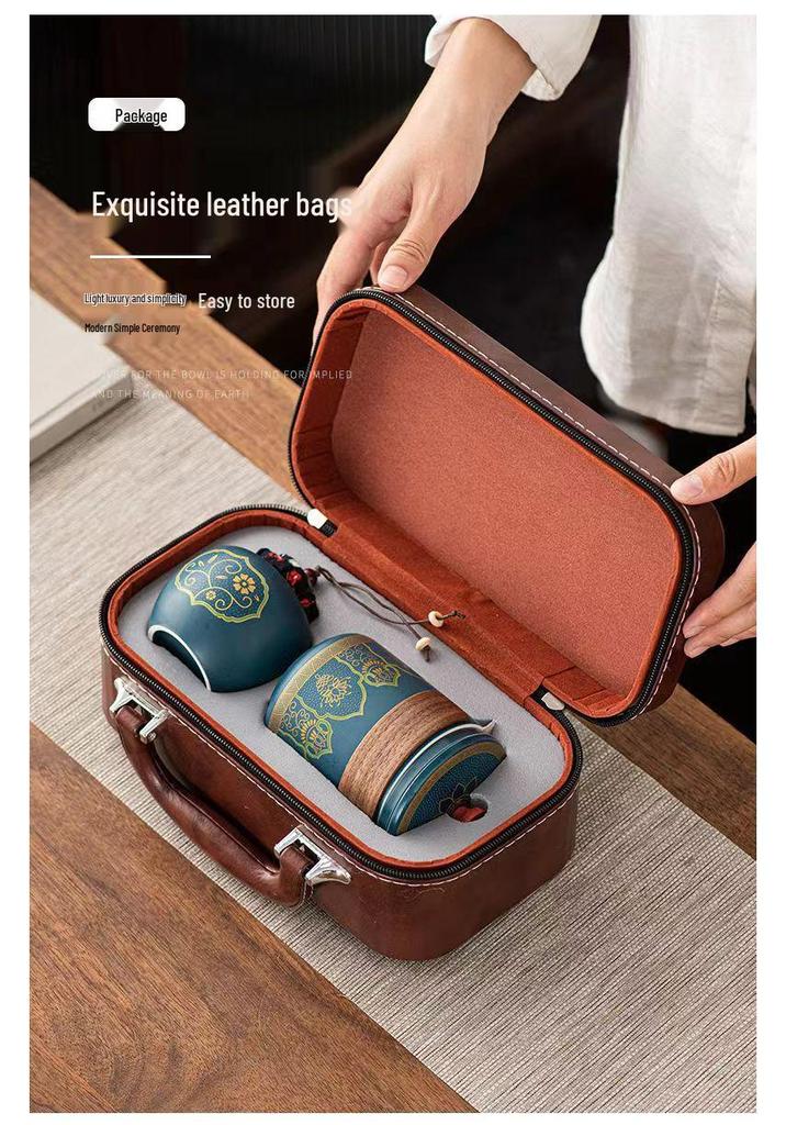 Portable Travel Tea Set: Quick-Brew Pot with Three Cups - Custom Logo Corporate Gift