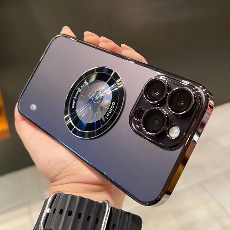 

Чехлы для защиты объектива для беспроводного зарядного устройства Magsafe, чехол для телефона iPhone 15 14 13 12 11 Pro Max, мягкий магнитный матовый бампер For iPhone 15 Pro