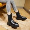 Inner Height Increasing Martin Boots Women's British Style Medium Tube Thick-soled Retro Smoke Boots Chelsea Boots Autumn and Winter Versatile Short
