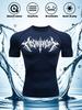 Mens Black Compression Short Sleeve T-Shirt White Death Metal Tribal Graphic Absorb Sweat Quick Dry High Elasticity Gym And MMA Athletic Top