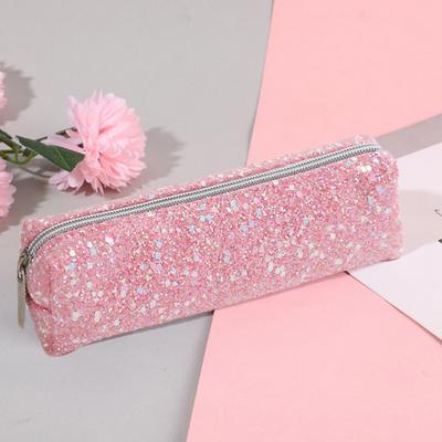Pencil Case Large Capacity Smooth Zipper Stylish Glitter Sequin Stationery Storage Pouch School Supplies