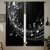 [Music Note Blackout Curtains] 2pcs Artistic Music Note Blackout Curtains - Light Filtering Polyester Rod Pocket Drapes with Tre