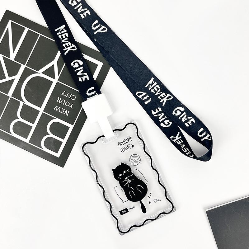 

Прекрасные черные котята держатели для карт Прозрачный ПС пластик Студент Учитель Сотрудник Разрешение на работу Держатель для проездного