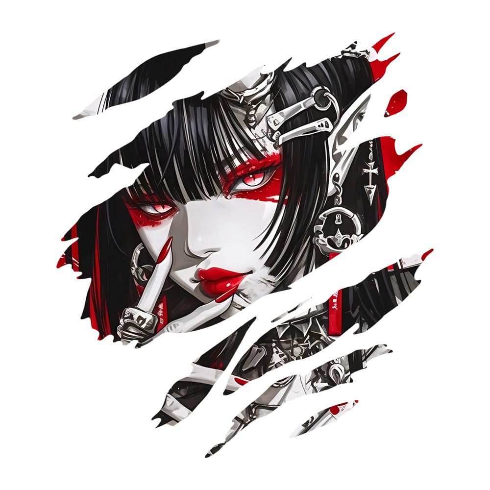 PYRMXQ 13cm Unique Devil Girl Teardrop Graffiti Anime Car Accessories Sticker Wall Decal Vinyl Window Trunk (B)