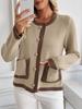 Retro Color Block Knitted Cardigan - Women's Autumn Style Sweater Coat