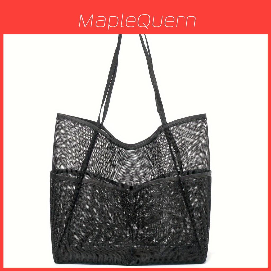 Travel Beach Bag With Mesh Compartments For Swimsuit And Toiletry Storage