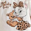 Autumn Cartoon Letter Bodysuit & Bowknot Leopard Pants Set - Long Sleeve for Girls