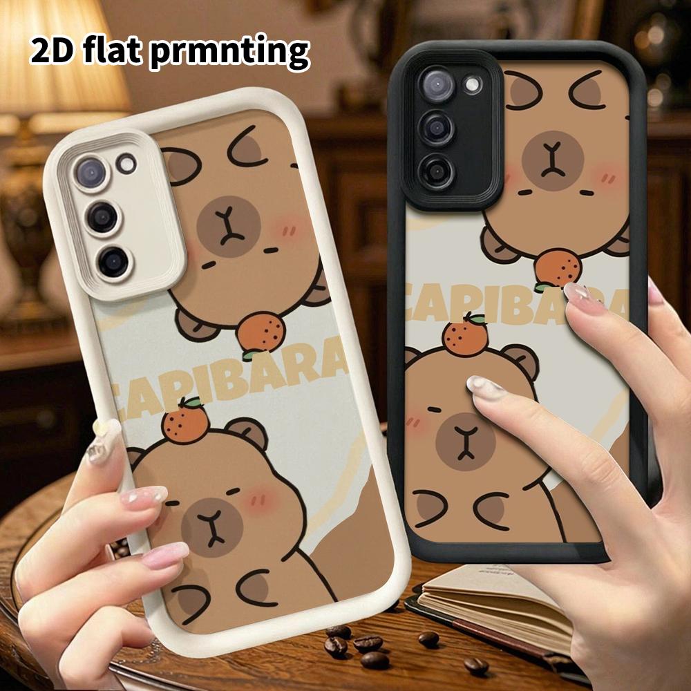 Phone Case: 2D Flat Samsung Galaxy A34 A35 M05 M06 S20 S22 S21 FE Plus 5G Layered Protective Case, Double Capybaras, Christmas and Halloween Gifts
