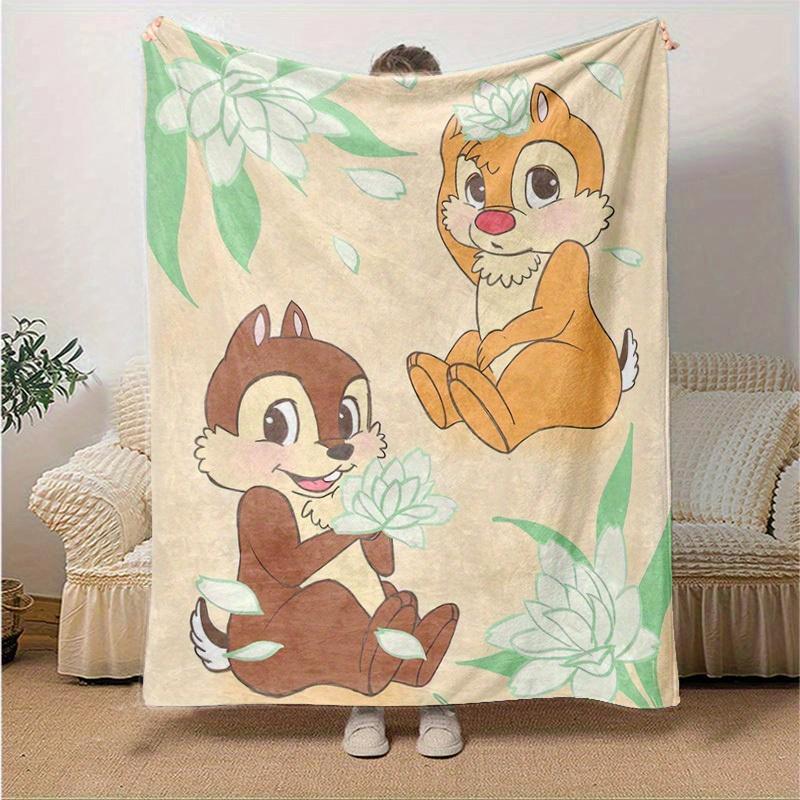 1pc, Charming Chip 'n Dale Throw Blanket Perfect for Home Decor, Couch Cover, Outdoor Use, Travel, Camping, Car, Beach, Office Nap Ideal