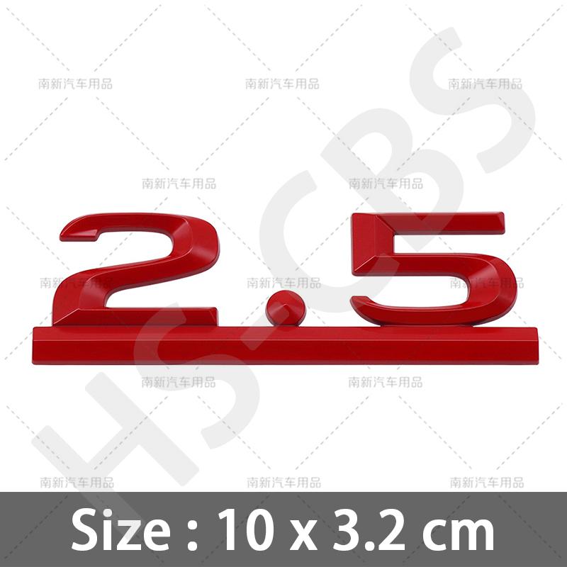 1Pc Metal 3D 2.5 Letter Emblem Car Rear Trunk Displacement Badge Auto Body Tailgate Stickers Car Styling Accessories