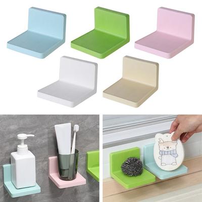 Punch-Free L-shaped Plastic Shelf Bathroom Display Bracket Creative Wall Shelf