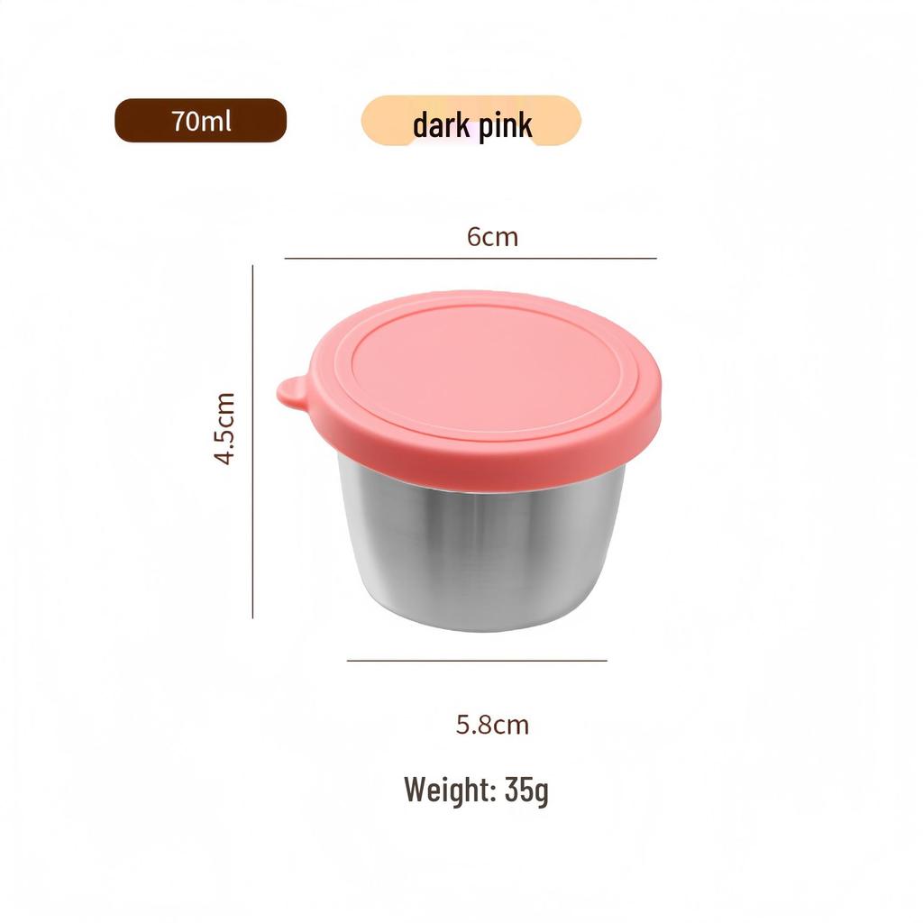 Reusable Sauce Cup with Macaron Lid - 304 Stainless Steel, 40/50/70ML, Portable Dipping or Seasoning Dish.