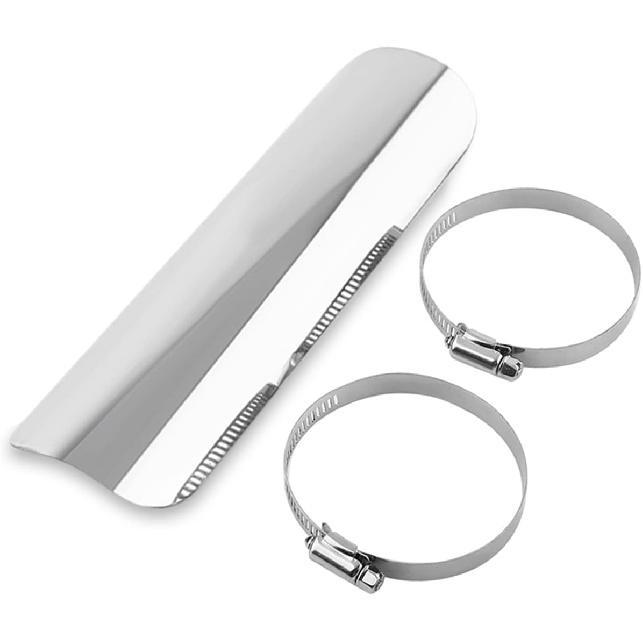 Exhaust Heat Shield, Motorcycle Metal Cover with 2pcs Clamps | For Exhausts Pipes Automotive Muffler