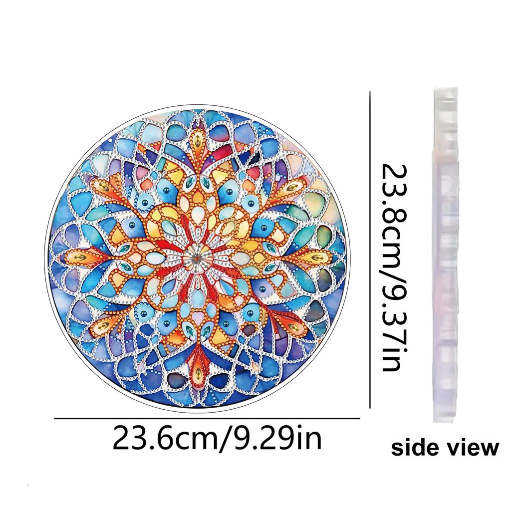 Blume DIY 2D Flache Acryl Diamantmalerei Ornamente Doppelseitiger Diamant 24cm Diamantkunst Anhänger für Erwachsene Fenster Wanddeko