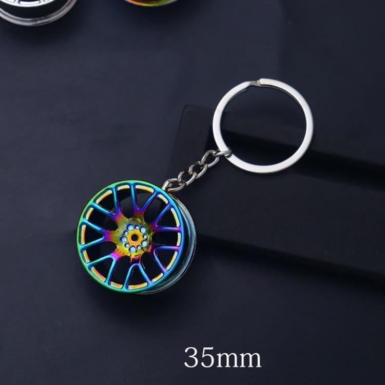 Metal Keychain Modified Car Wheel Hub Circular Shape Wheel Key Chain Auto Decoration Key Ring Pendant Car Styling Accessories