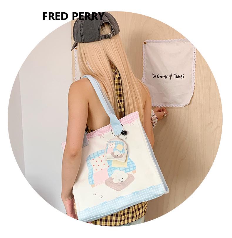 Niche Design Cute Cartoon Canvas Tote Bag, Large Capacity Shoulder Bag for Women, Autumn/Winter Korean Lazy Style
