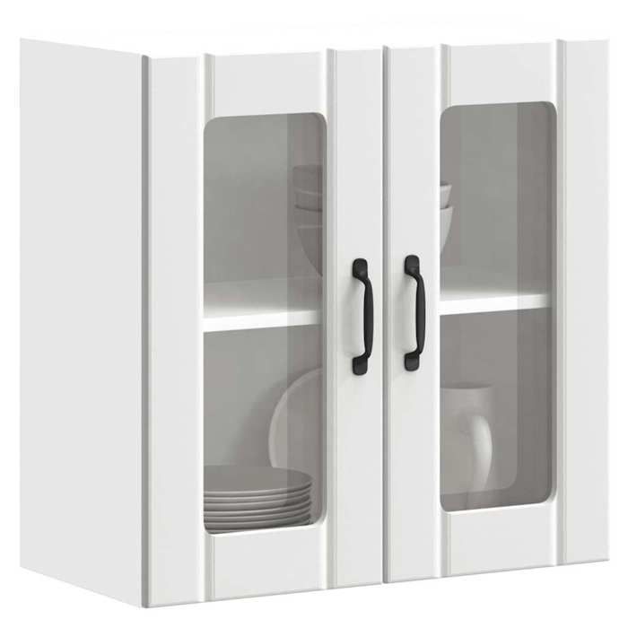 VidaXL Kitchen Wall Cabinet with Glass Door Lucca White, Kitchen Wall Unit, Wall Cabinets with Doors, 853907
