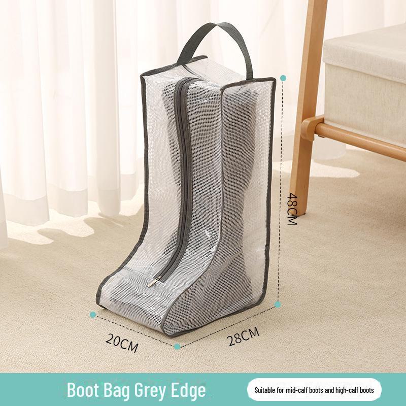 Transparent PEVA Mesh Zippered Boot Storage Bag for Moisture-Proof Seasonal Shoe Organization