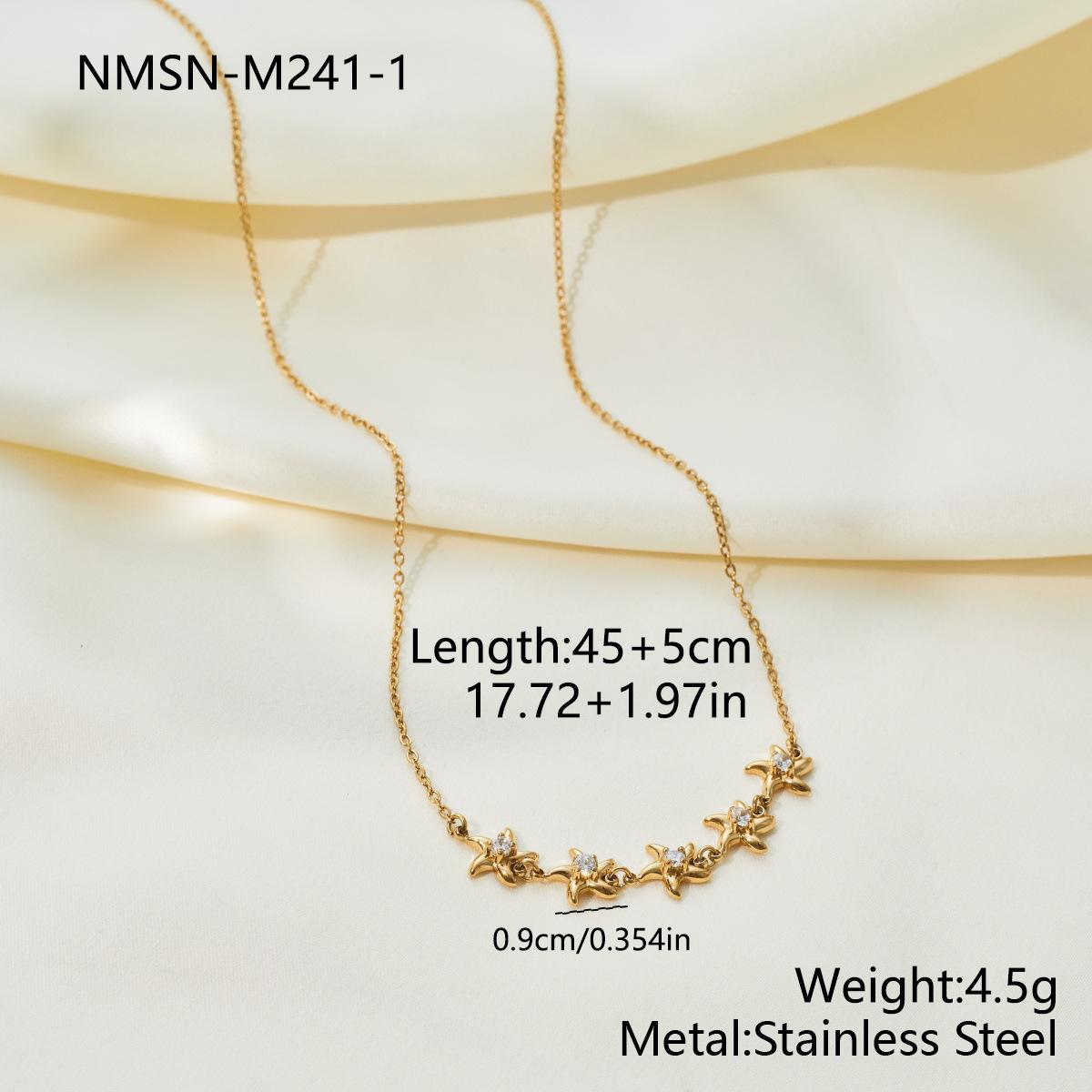 GEMCHIC Women s Stainless Steel Star Zircon Smile Necklace and Bracelet Set Fashion Geometric Jewelry Set