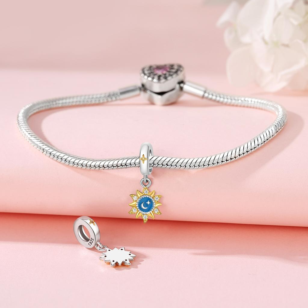 Beads Copper Charms Original Golden Sun Moon Pendant Beads Fit Bracelet Jewelry Diy Women Fine Gift Accessory