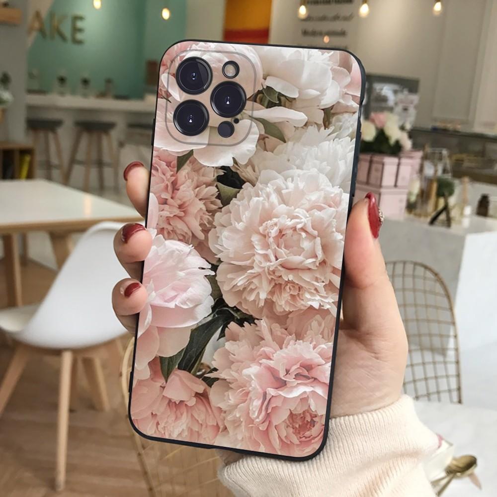 Elegant Pink Purple Peony Phone Case For iPhone 15 14 11 12 13 Mini Pro XS Max Cover 6 7 8 Plus X XR SE 2020 Funda Shell