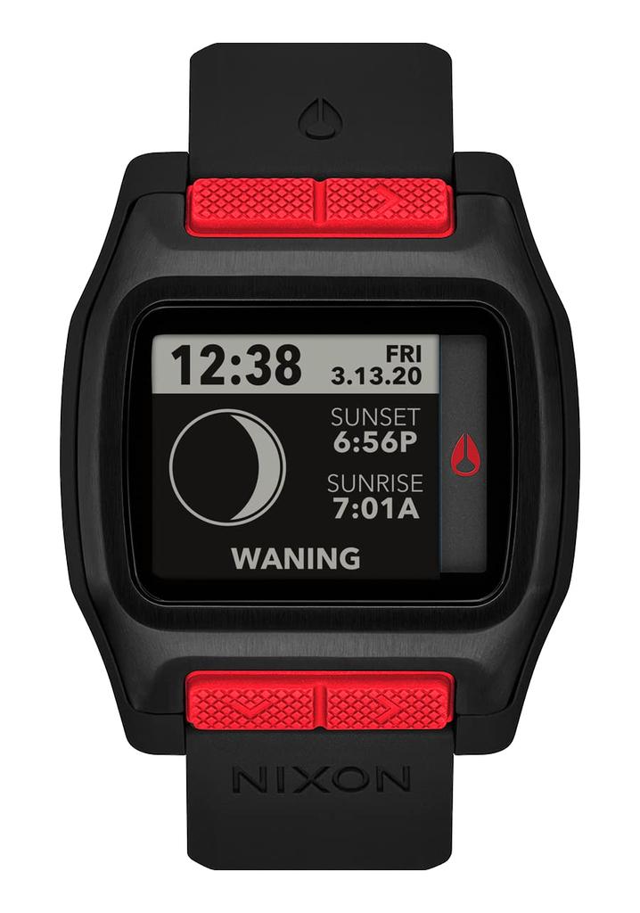 NIXON Uhr Unisex High Tide High Tide Uhr Stoßfest Komfortabel Digital Herren Damen (Schwarz Rot)
