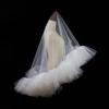 Xinmeiji Handmade White Double-Layer Bridal Veil with Ruffled Edge