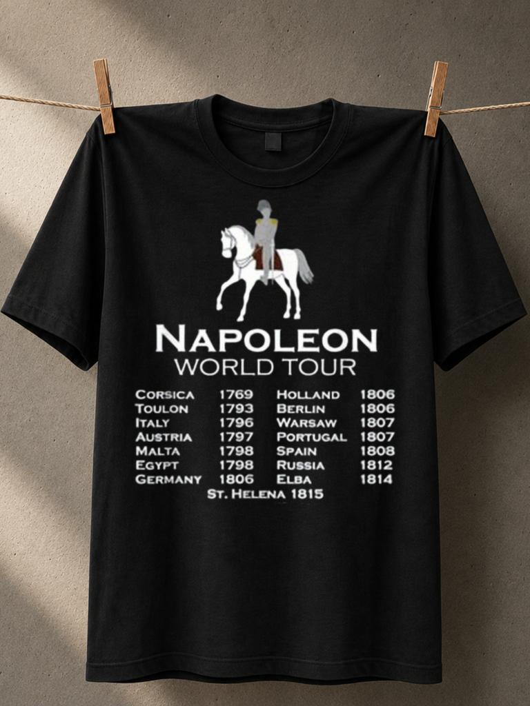 Napoleon World Tour Equestrian Silhouette With Historic City List And Clean Military Typography Unisex All TShirt
