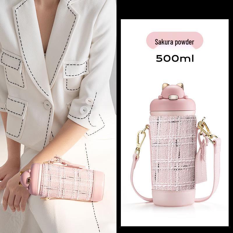 ZISIZ Chic Stainless Steel Insulated Water Bottle with Straw