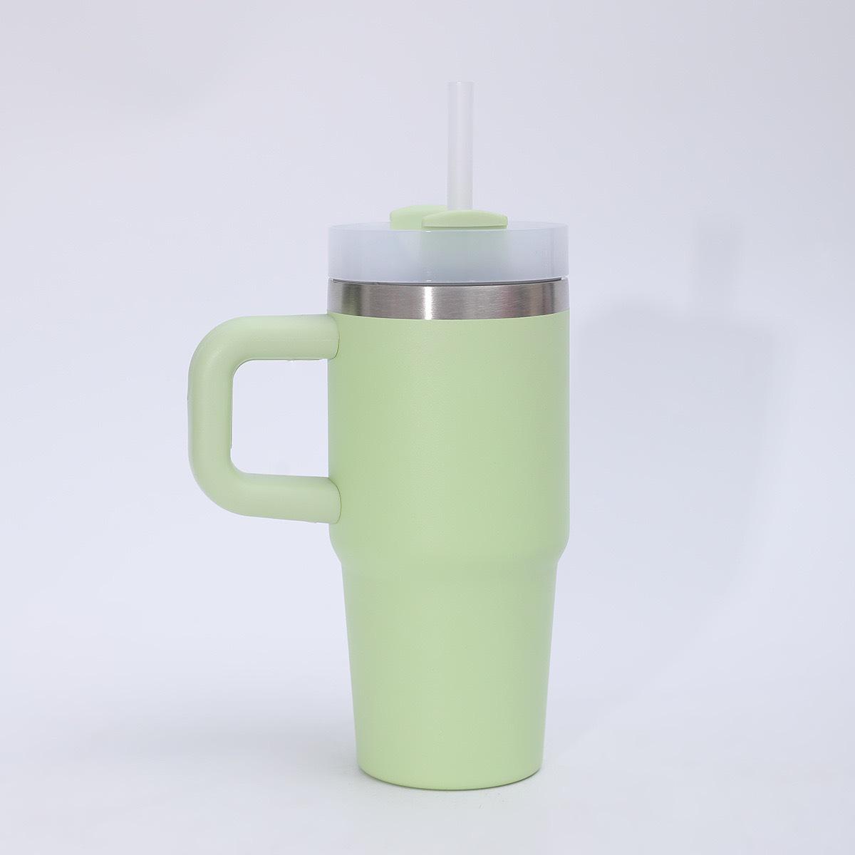 

Портативный автомобильный стакан 14 унций с ручкой-соломкой, нержавеющая сталь 304, двойная стенка с вакуумной изоляцией 14oz зелёный