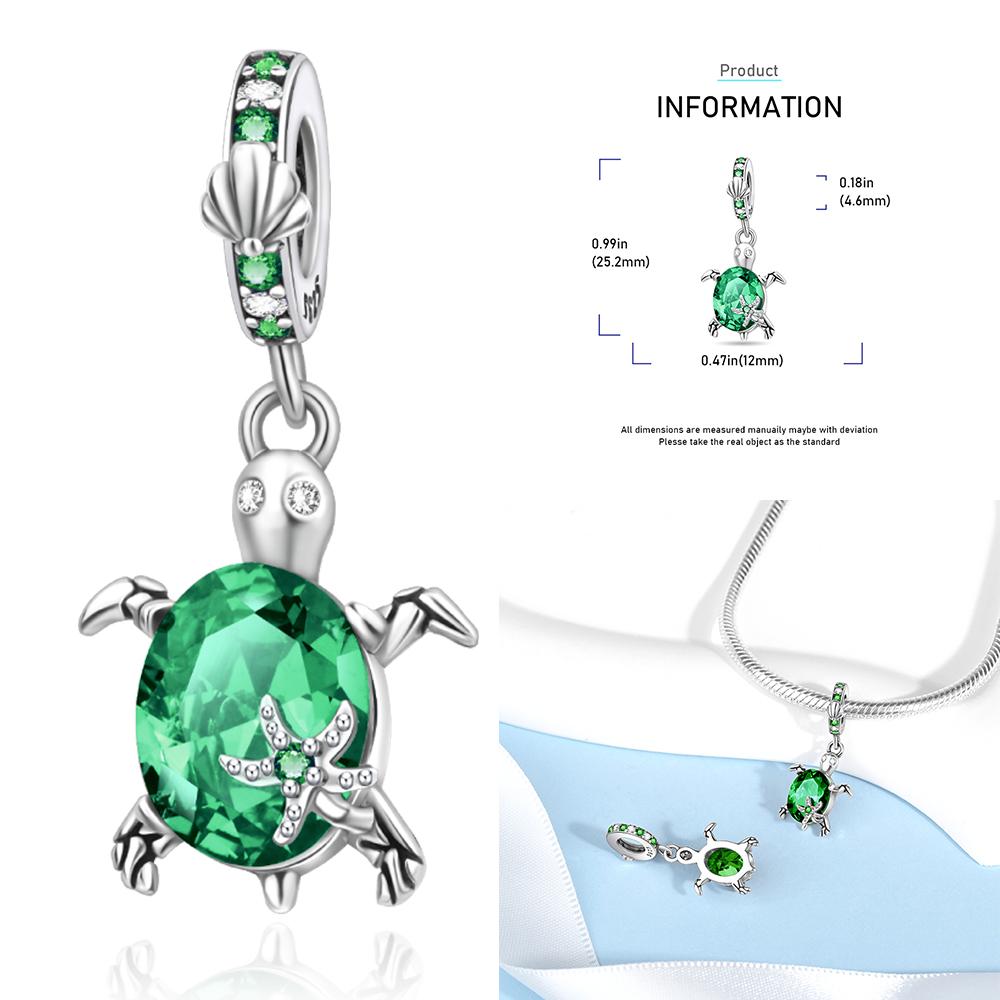 Zircon Heart Clip Charms Flower Clover Charm Copper Sea Turtle Beads Fit Diy Original Bracelet Jewelry