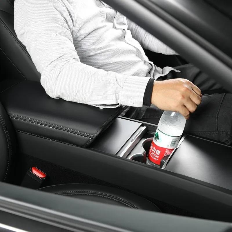 Leather Armrest Cover For Tesla Model 3 Highland Model Y Juniper Central Armrest Protective Pad Cover Car Interior Accessorie