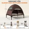 Outdoor Dog Bed with Roof, Elevated Dog Bed for Medium-Sized Dogs, 76 X 61 X 71cm, Coffee