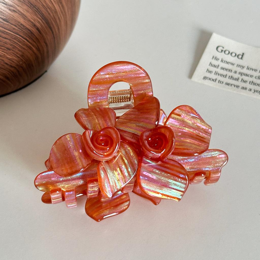 Trendy Hair Acetate Clip With Elegant Floral Design In Candy Colors For Stylish Women