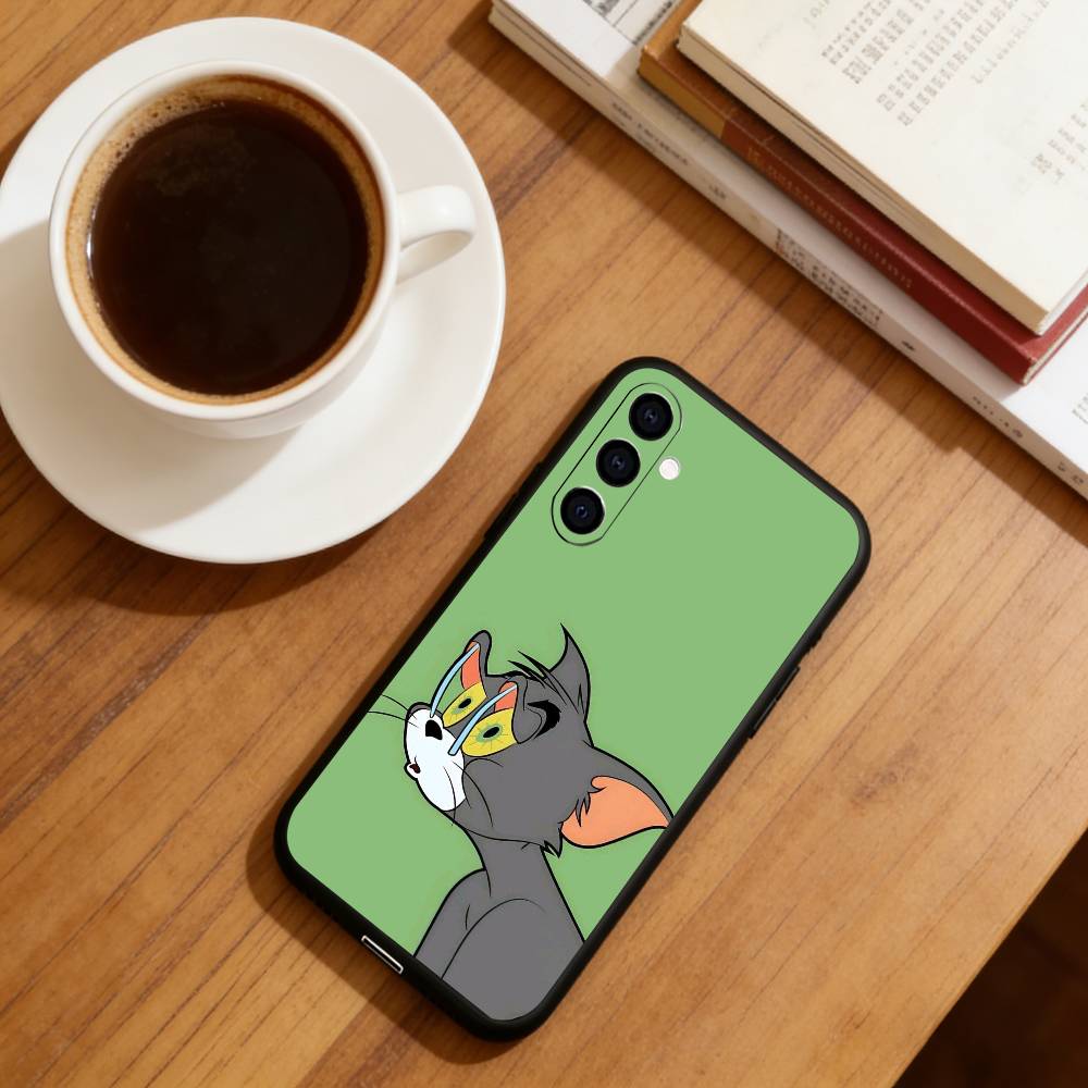 C-Cat Anb Mouse Phone Case For Samsung Galaxy A73,A72,A71,A70,A53,A52,A51,Others Soft Black Cover