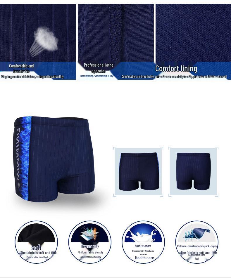 Men's High Elasticity Flame Print Swim Trunks - Comfortable, Plus Size, Square Leg Swimwear