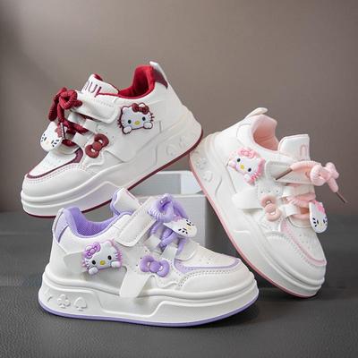 Girls' 2026 Spring/Autumn Breathable Cartoon Sneakers - Thick Sole, Non-Slip, Casual Running Shoes