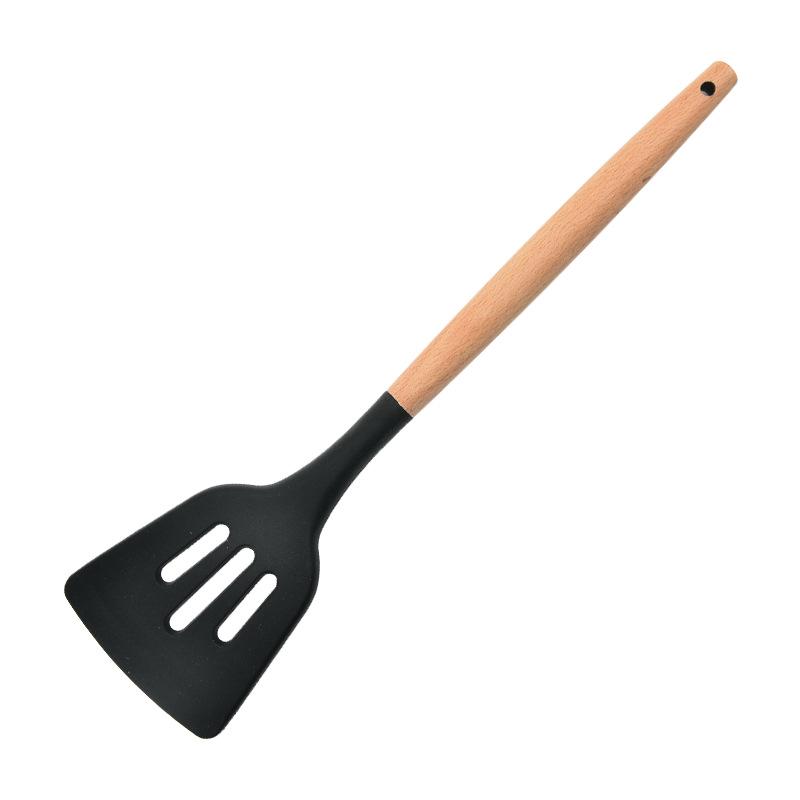 12-Piece Silicone Kitchen Utensil Set with Wooden Handles and Storage Container