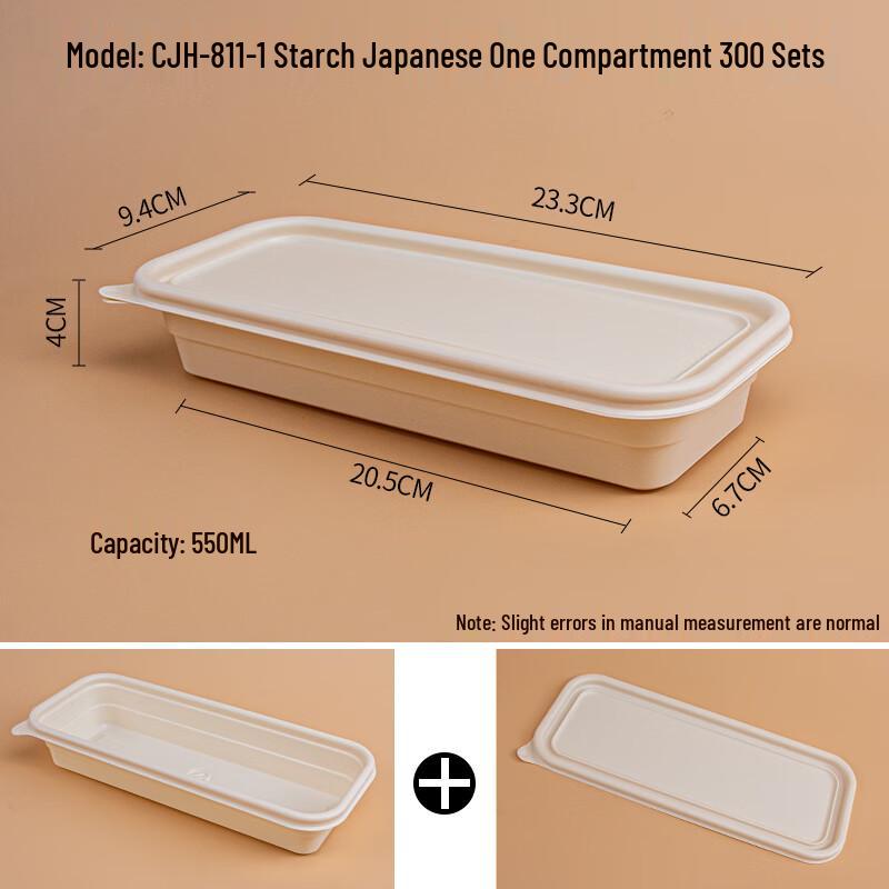 

300-Pack Disposable Corn Starch Meal Prep Containers with Lids, Microwave Safe