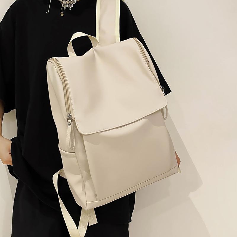 Schoolbag trendy leather backpack men's large capacity British PU computer bag college student backpack Korean version casual schoolbag women