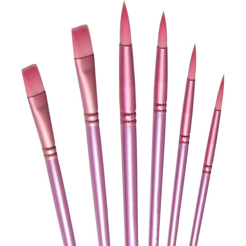 Foreign Trade Nylon Painting Brush Set - 10 Pieces, Red & Blue Handles, Flat Gouache & Oil Brushes