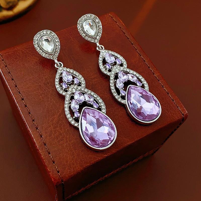 Cercei Medievali Vintage Argintiu Ac Picurând Ulei Romb Cercei Retro Stil Curte Cercei Exquiși Cercei Lux Light High-end