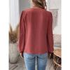 IHUASU Autumn Winter Fashion V-neck Lace Solid Color Long Sleeve Casual T Women's Top
