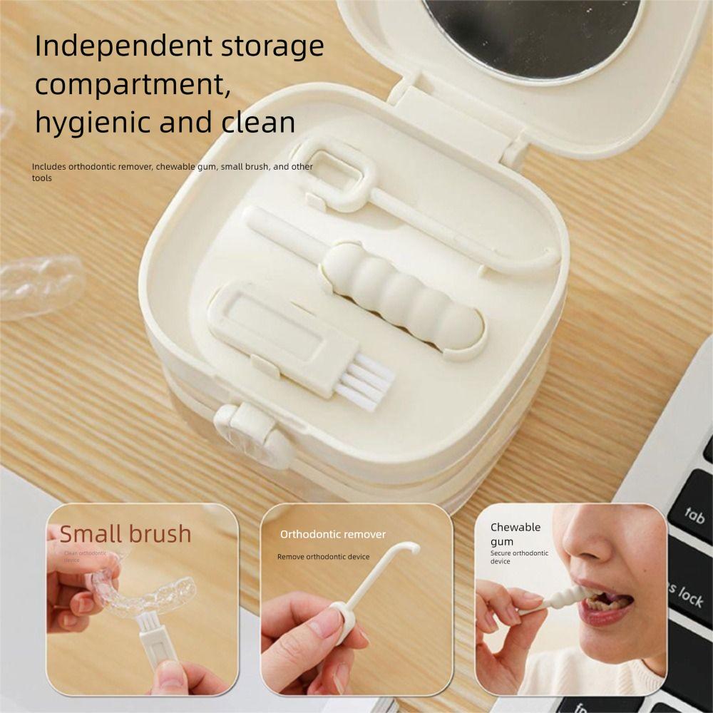 Transparent Denture Soaking Cleaning Box Portable Orthodontic Retainer Case False Teeth