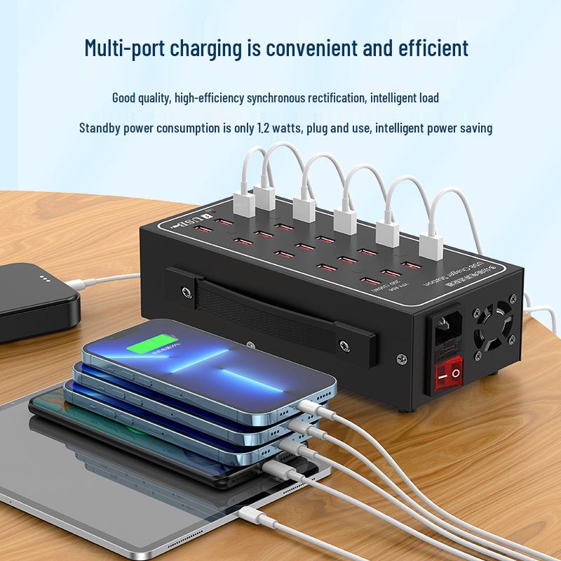 Premium Aluminum Alloy Multi-Port Charger – 10 To 60 Ports, 300W Power Supply.