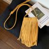 Niche retro fringed mobile phone bag women's 2025 new suede fashion going out messenger bag casual shoulder bag